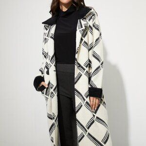 Joseph Ribkoff Checkered Jacket | Vanilla & Black | Style 223952 | Size S/P